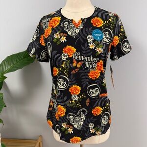 NWT Cherokee Disney Coco Scrub Top S Remember Me Tooniforms Pixar Scrubs Uniform